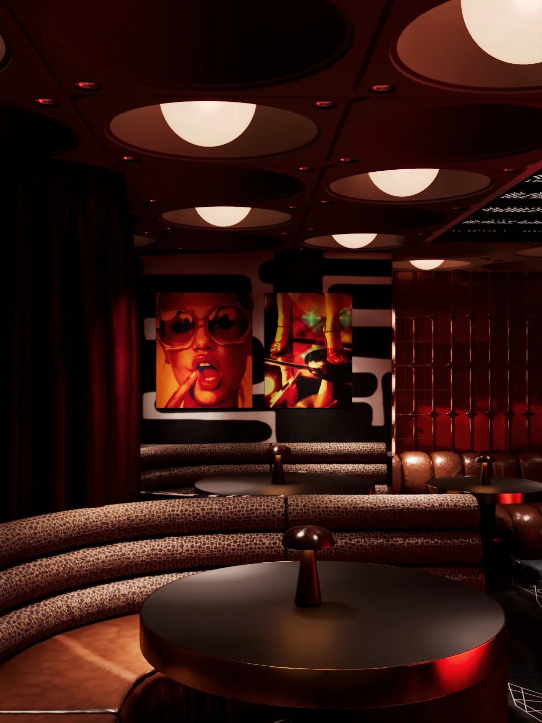 Tranquility Base curved booth seating